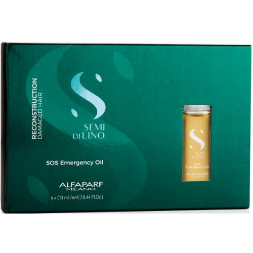 Serum Tratament De Reconstructie Pentru Parul Degradat - Sos Emergency Oil - Semi Di Lino - Reconstruction - Alfaparf Milano - 6x13 Ml