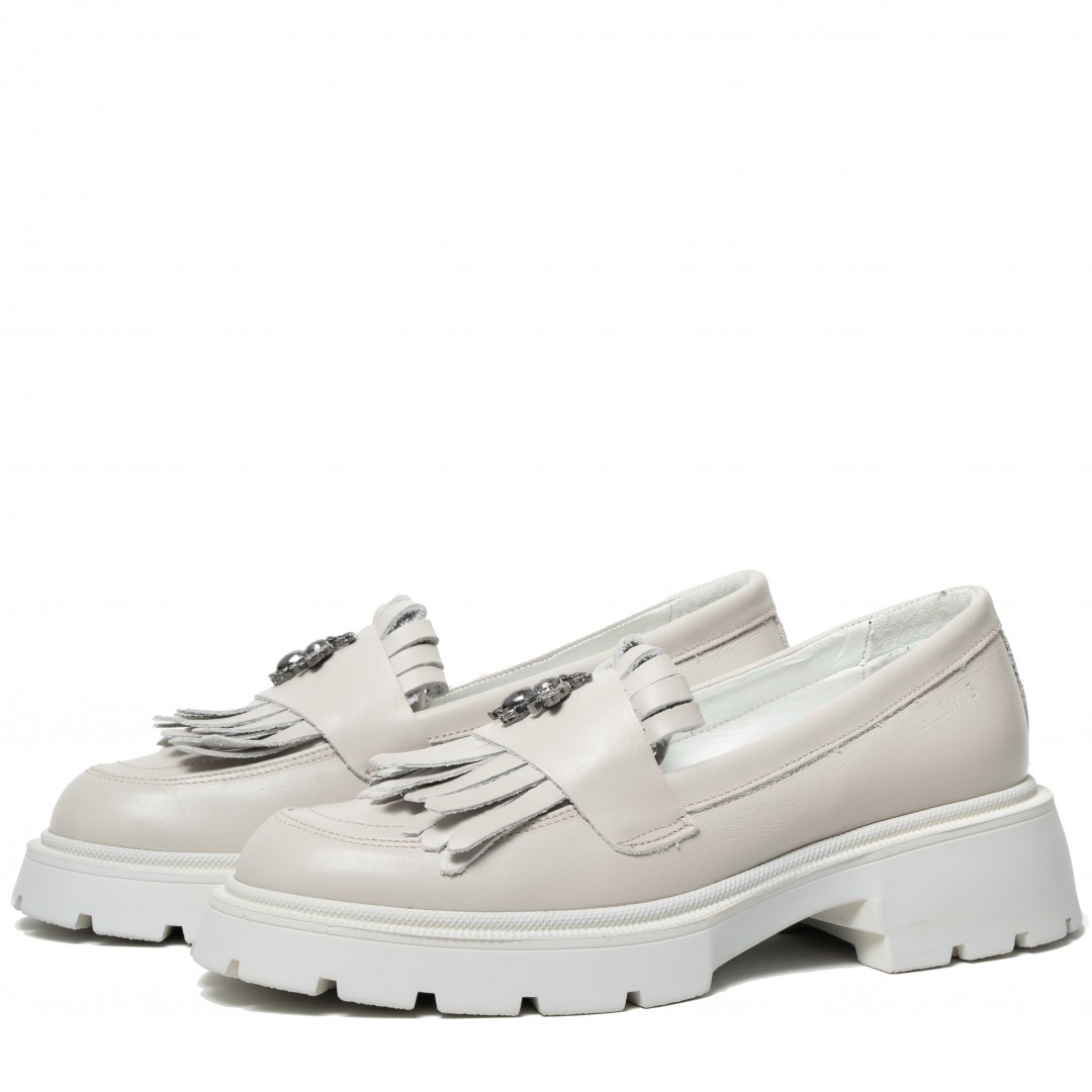 Mocasini dama, Glemis, piele naturala - Cod: 655, Culoare: Alb natur, Marime: 38