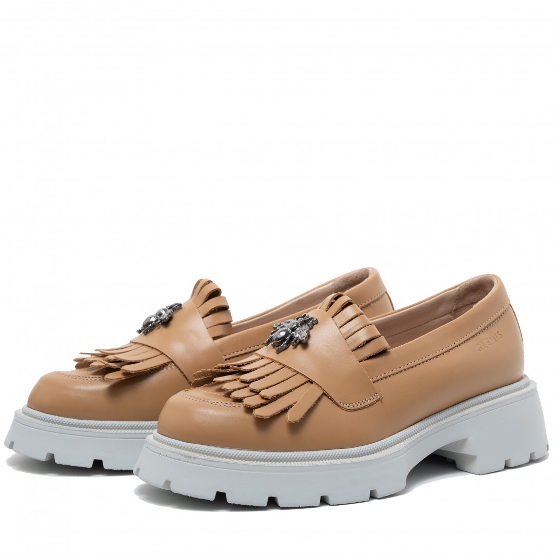 Mocasini dama, Glemis, piele naturala - Cod: 655, Culoare: Maro, Talpa: Alba, Marime: 38