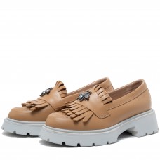 Mocasini dama, Glemis, piele naturala - Cod: 655, Culoare: Maro, Talpa: Alba, Marime: 38
