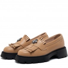Mocasini dama, Glemis, piele naturala - Cod: 655, Culoare: Maro, Talpa: Neagra, Marime: 38
