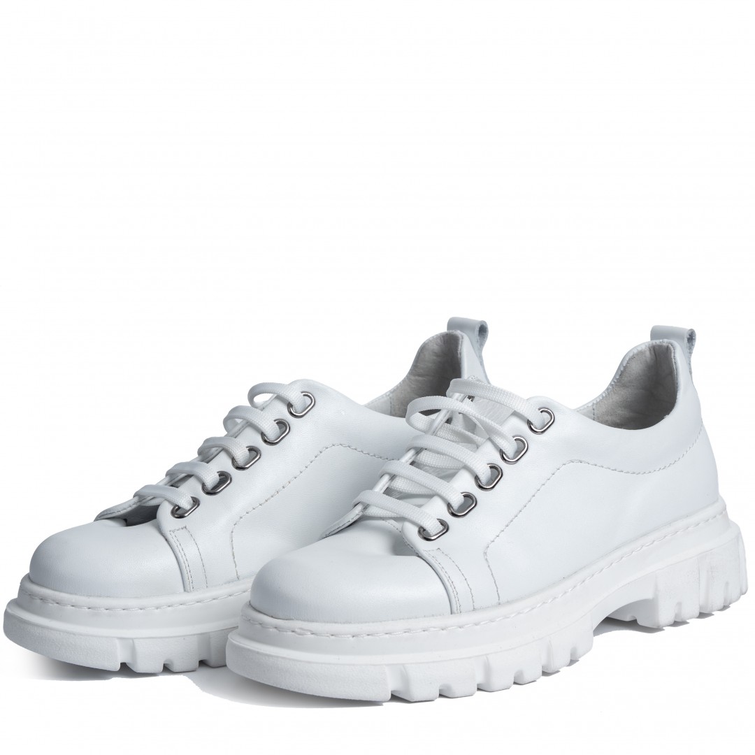 Pantofi casual dama, Glemis, piele naturala - Cod: 665, Culoare: Alb Box, Marime: 38