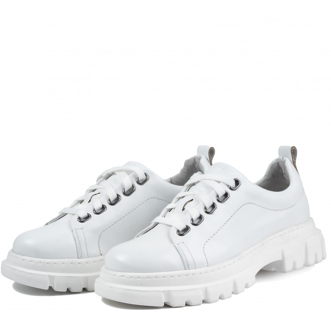 Pantofi casual dama, Glemis, piele naturala - Cod: 665, Culoare: Alb Box, Marime: 38