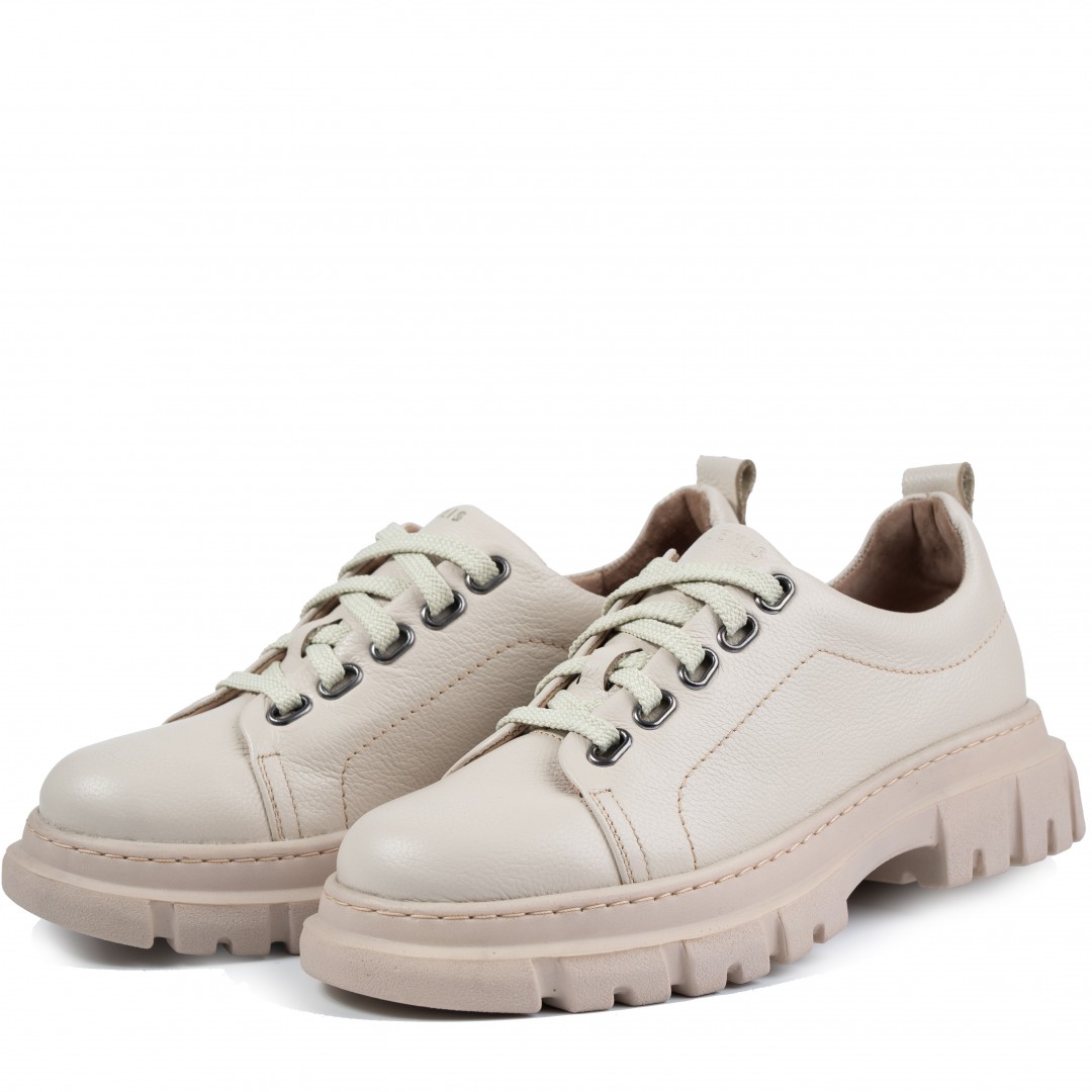 Pantofi casual dama, Glemis, piele naturala - Cod: 665, Culoare: Bej Bizon, Marime: 38