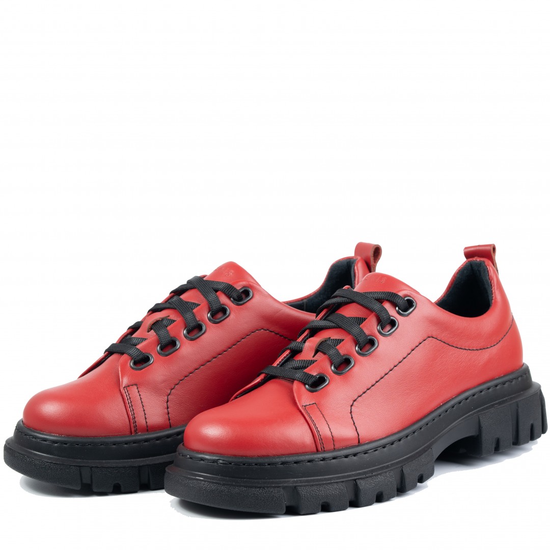 Pantofi casual dama, Glemis, piele naturala - Cod: 665, Culoare: Rosu Box, Marime: 38