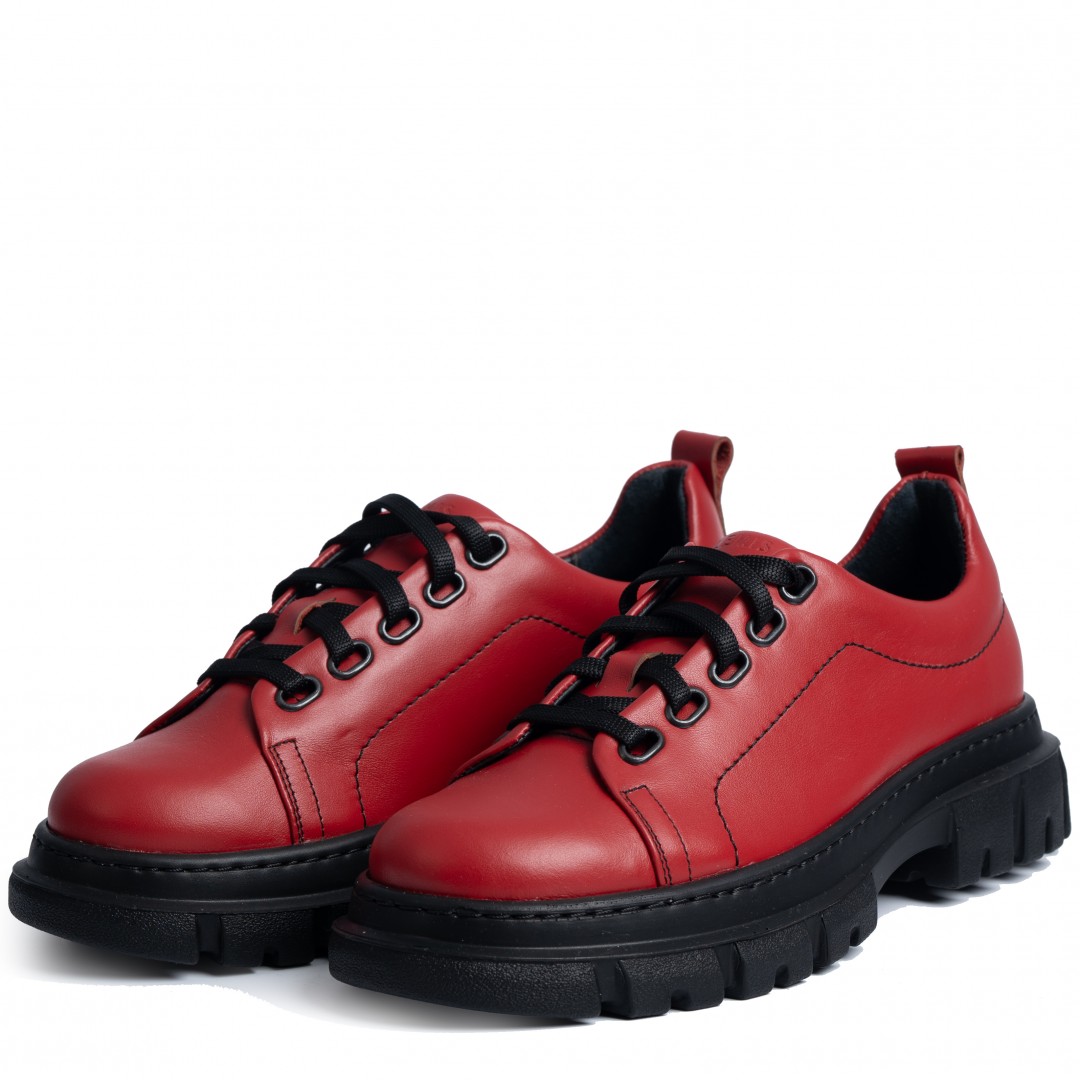 Pantofi casual dama, Glemis, piele naturala - Cod: 665, Culoare: Rosu Box, Marime: 38