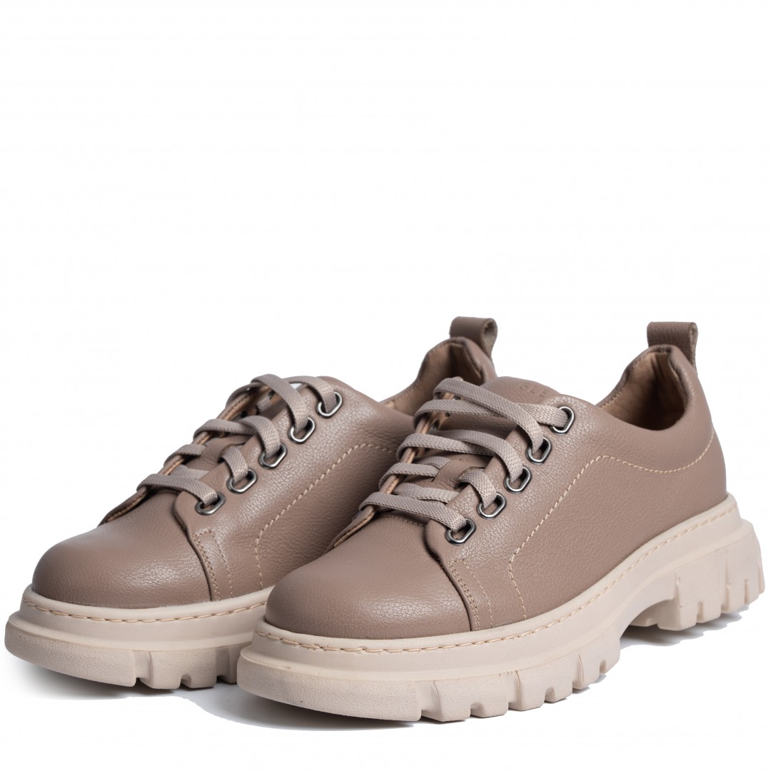 Pantofi casual dama, Glemis, piele naturala - Cod: 665, Culoare: Taupe Bizon, Marime: 38