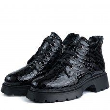 Ghete dama calapod lat, Glemis, piele naturala - Cod: AS-2462, Culoare: Negru Lac, Marime: 38 (25.2 cm)