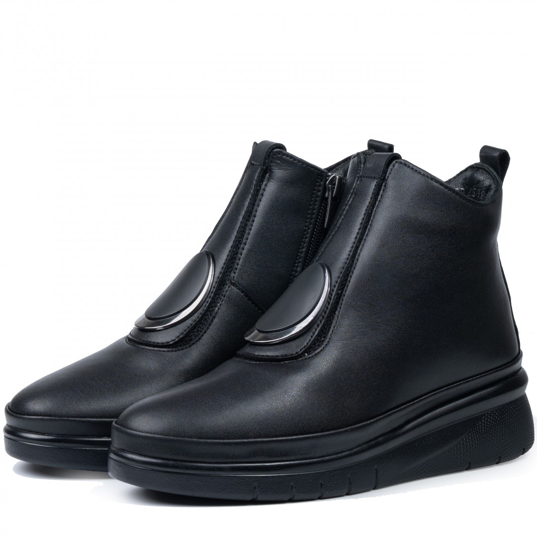 Ghete dama, Glemis, piele naturala - Cod: AS-2508, Culoare: Negru Box, Marime: 38 (24.8 cm)