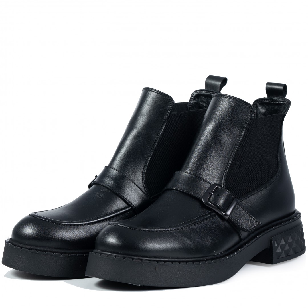 Ghete dama, Glemis, piele naturala - Cod: AS-2525-04, Culoare: Negru Box, Marime: 38 (24.9 cm)