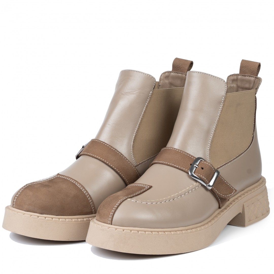 Ghete dama, Glemis, piele naturala - Cod: AS-2525-04, Culoare: Taupe Box Velur, Marime: 38 (24.9 cm)