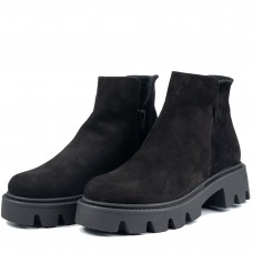 Ghete dama smart office, Glemis, piele naturala - Cod: IB-4000, Culoare: Negru Velur, Marime: 38 (24.5 cm)