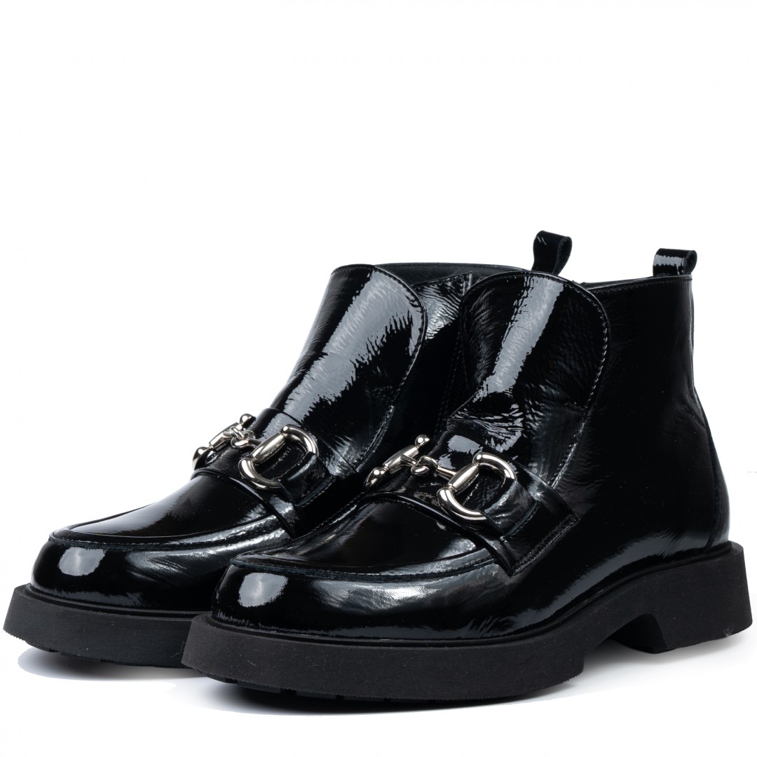 Ghete dama, Glemis, piele naturala - Cod: IB-4100, Culoare: Negru Lac, Marime: 38 (24.8 cm)