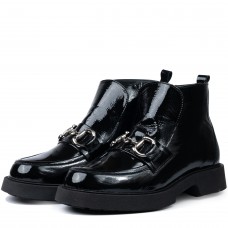 Ghete dama, Glemis, piele naturala - Cod: IB-4100, Culoare: Negru Lac, Marime: 38 (24.8 cm)