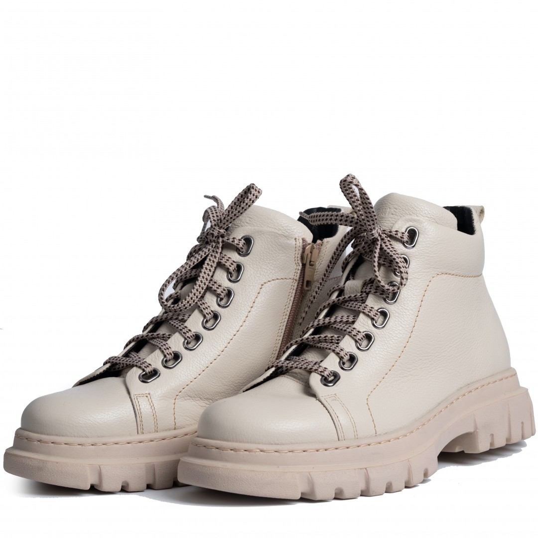 Ghete dama calapod lat, Glemis, piele naturala - Cod: Lejero, Culoare: Bej Bizon, Marime: 38 (24.8 cm)