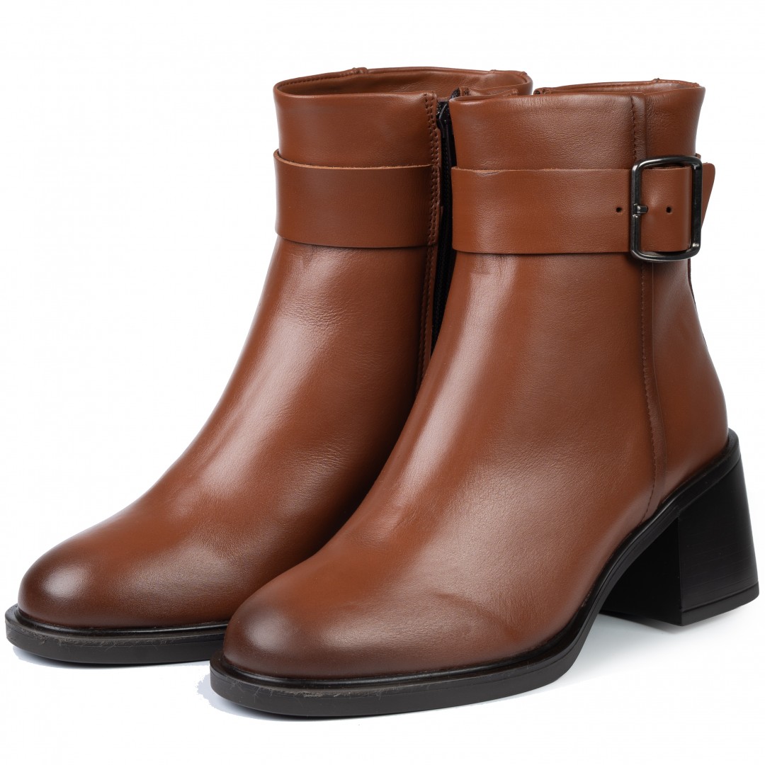 Botine dama, Glemis, piele naturala - Cod: NE-488, Culoare: Maro Deschis, Marime: 38 (24.6 cm)