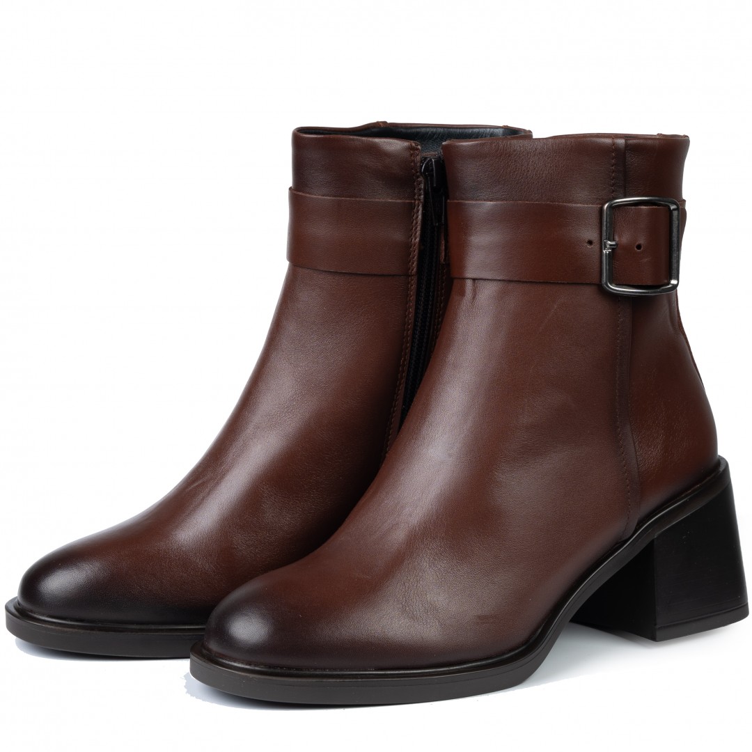 Botine dama, Glemis, piele naturala - Cod: NE-488, Culoare: Maro Inchis, Marime: 38 (24.6 cm)