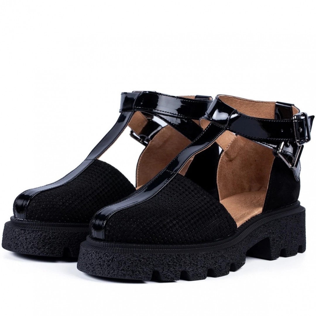 Sandale dama, Glemis, piele naturala - Model: IB-16850, Culoare: Negru, Numar: 38
