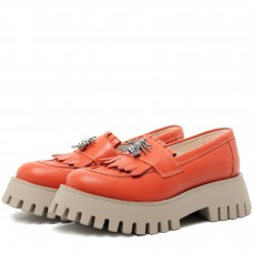 Mocasini dama, Glemis, piele naturala - Model: IB-2610, Culoare: Portocaliu, Marime: 40 (27 cm)