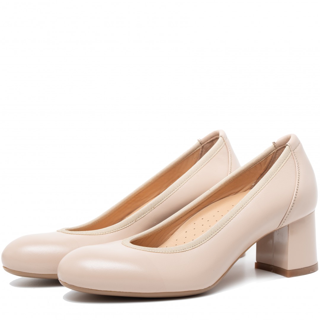 Pantofi dama eleganti, Glemis, piele naturala - Model: Siena, Culoare: Nude box, Marime: 35 (23 cm)