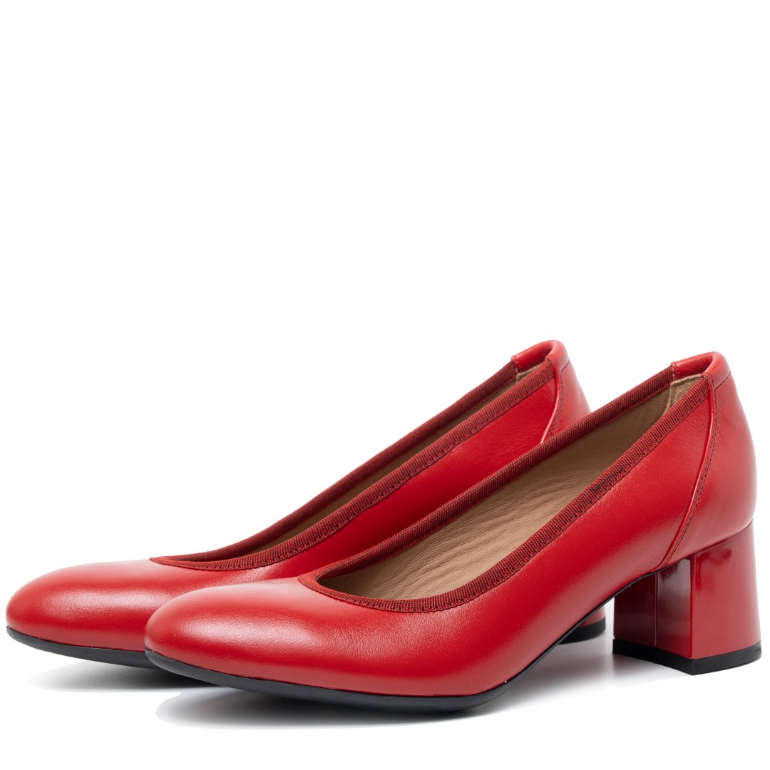 Pantofi dama eleganti, Glemis, piele naturala - Model: Siena, Culoare: Rosu box, Marime: 35 (23 cm)
